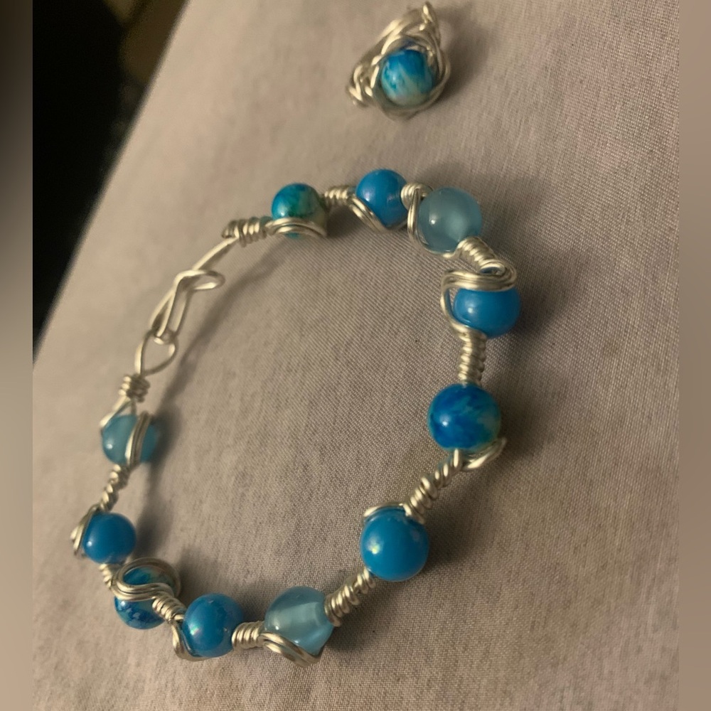 bracelet/ring set- handmade